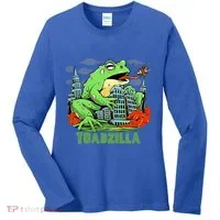 Japanese Toadzilla Monster Frog Attack Women's Long Sleeve Shirt thumb 0