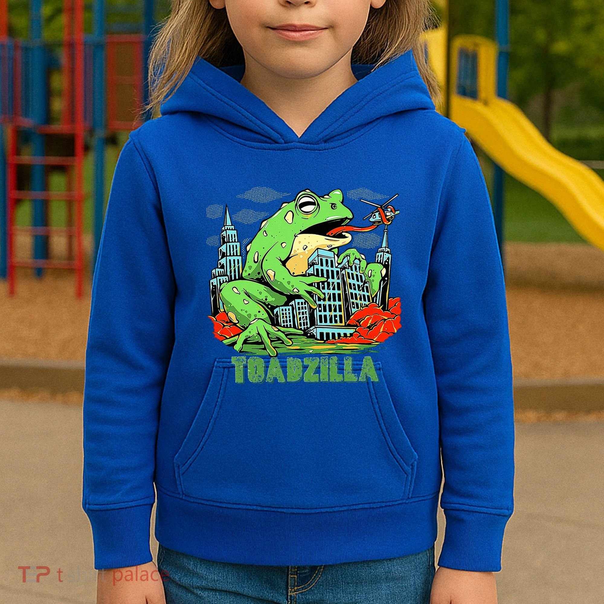 Japanese Toadzilla Monster Frog Attack Kids Hoodie