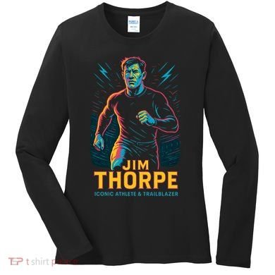 Jim Thorpe Neon Iconic Athlete Women's Long Sleeve Shirt