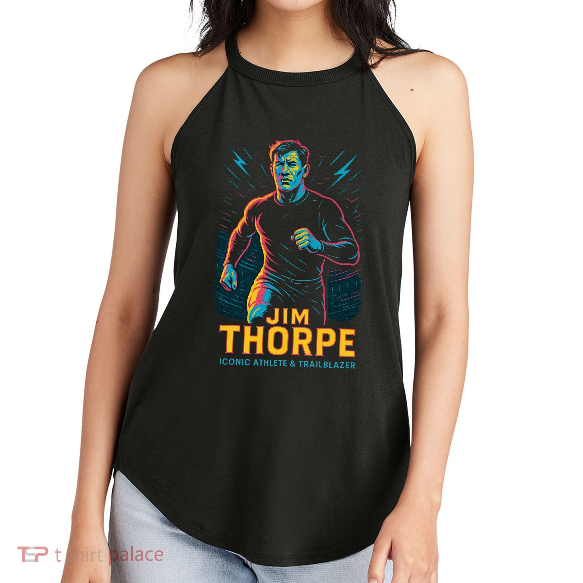 Jim Thorpe Neon Iconic Athlete Women's Perfect Tri Rocker Tank