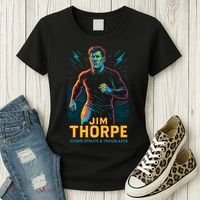 Jim Thorpe Neon Iconic Athlete Women's T-Shirt thumb 3