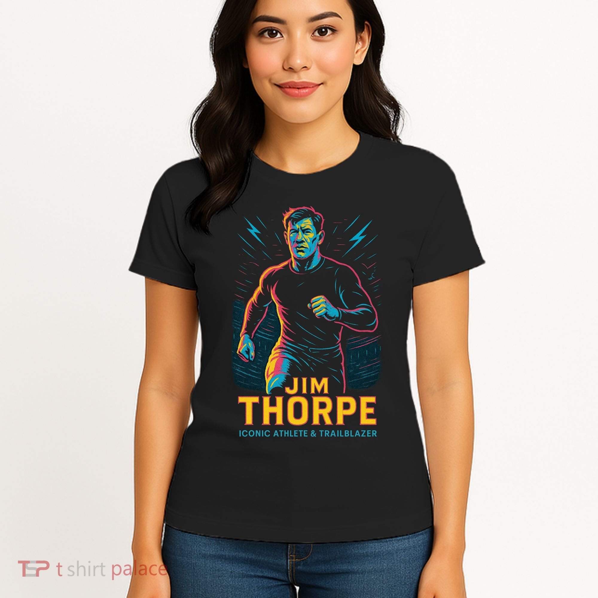 Jim Thorpe Neon Iconic Athlete Women's T-Shirt