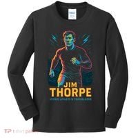 Jim Thorpe Neon Iconic Athlete Kids Long Sleeve Shirt thumb 0