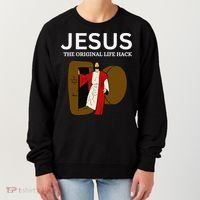 Jesus The Original Life Hack Funny Christian Easter Women's Sweatshirt thumb 0