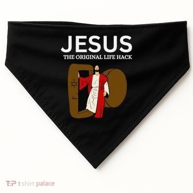 Jesus The Original Life Hack Funny Christian Easter USA-Made Doggie Bandana