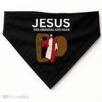 Jesus The Original Life Hack Funny Christian Easter USA-Made Doggie Bandana thumb 0