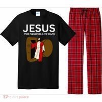 Jesus The Original Life Hack Funny Christian Easter Pajama Set thumb 0