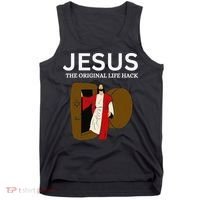 Jesus The Original Life Hack Funny Christian Easter Tank Top thumb 0