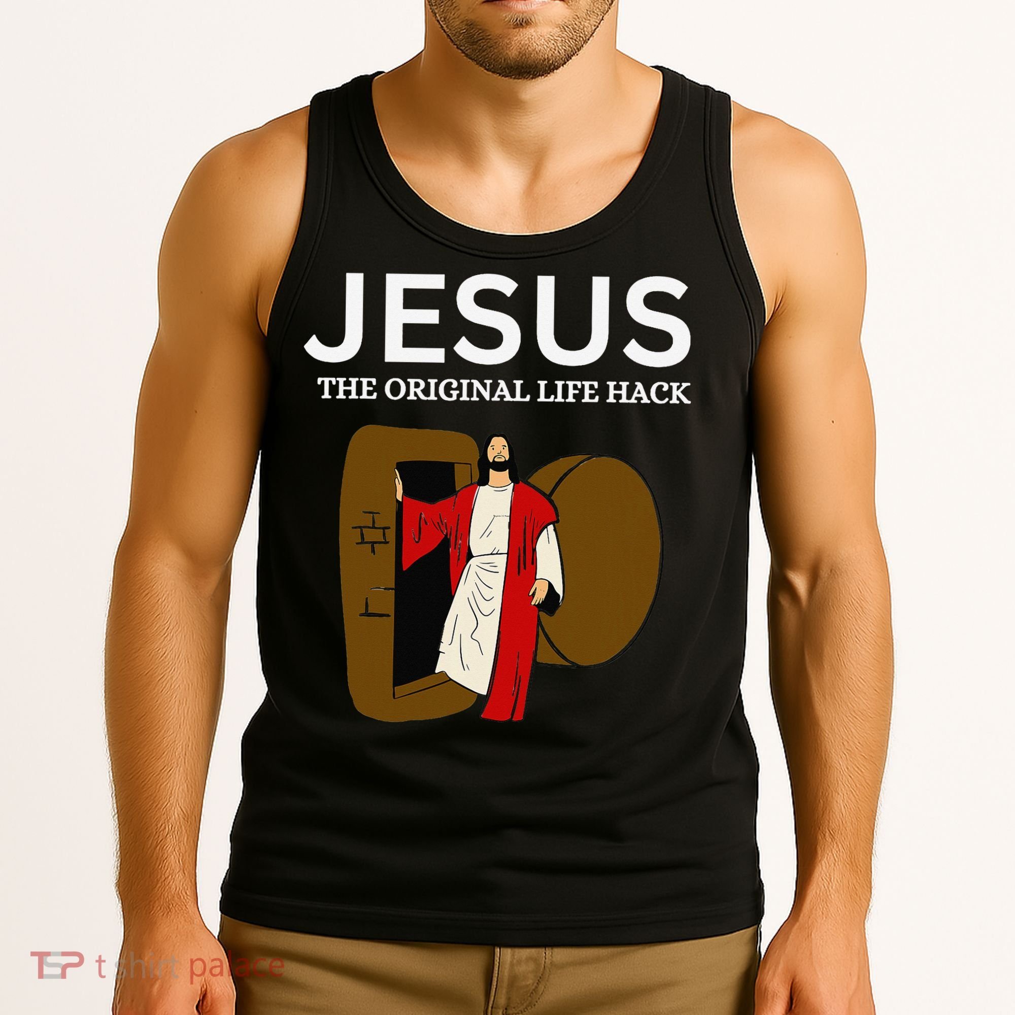 Jesus The Original Life Hack Funny Christian Easter Tank Top