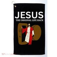 Jesus The Original Life Hack Funny Christian Easter Golf Towel thumb 0