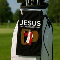 Jesus The Original Life Hack Funny Christian Easter Golf Towel thumb 2