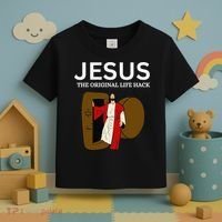 Jesus The Original Life Hack Funny Christian Easter Toddler T-Shirt thumb 3