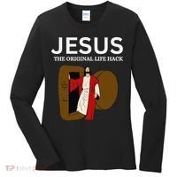 Jesus The Original Life Hack Funny Christian Easter Women's Long Sleeve Shirt thumb 0