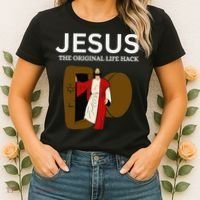 Jesus The Original Life Hack Funny Christian Easter Women's T-Shirt thumb 2