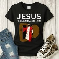 Jesus The Original Life Hack Funny Christian Easter Women's T-Shirt thumb 3