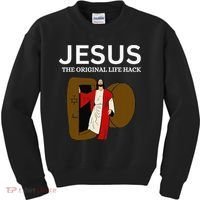 Jesus The Original Life Hack Funny Christian Easter Kids Sweatshirt thumb 0