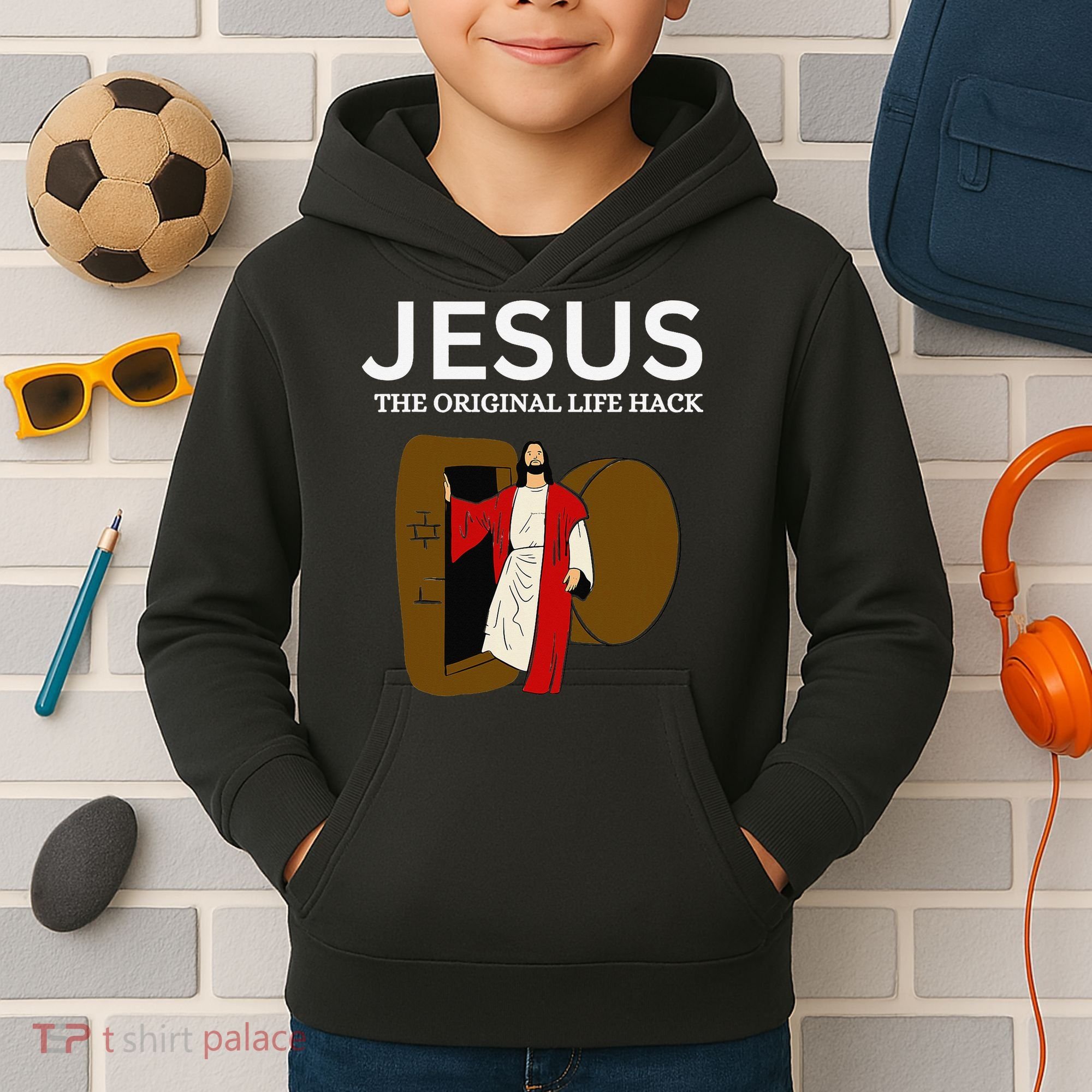 Jesus The Original Life Hack Funny Christian Easter Kids Hoodie