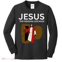 Jesus The Original Life Hack Funny Christian Easter Kids Long Sleeve Shirt thumb 0