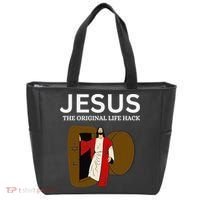 Jesus The Original Life Hack Funny Christian Easter Tote Bag thumb 0