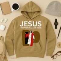 Jesus The Original Life Hack Funny Christian Easter Hoodie thumb 3