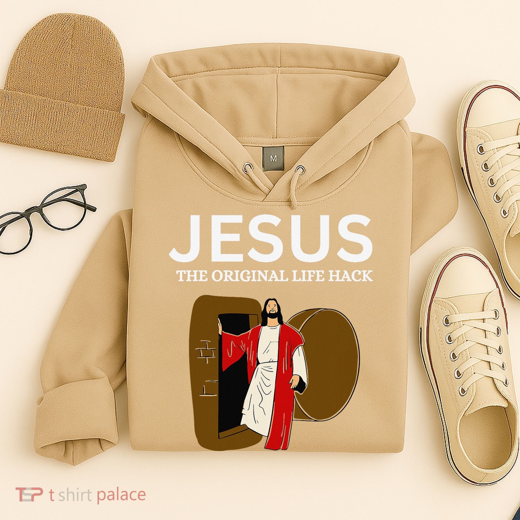 Jesus The Original Life Hack Funny Christian Easter Hoodie