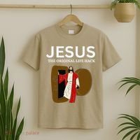 Jesus The Original Life Hack Funny Christian Easter T-Shirt thumb 2