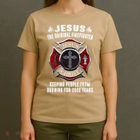 Jesus The Original Firefighter T-Shirt thumb 4
