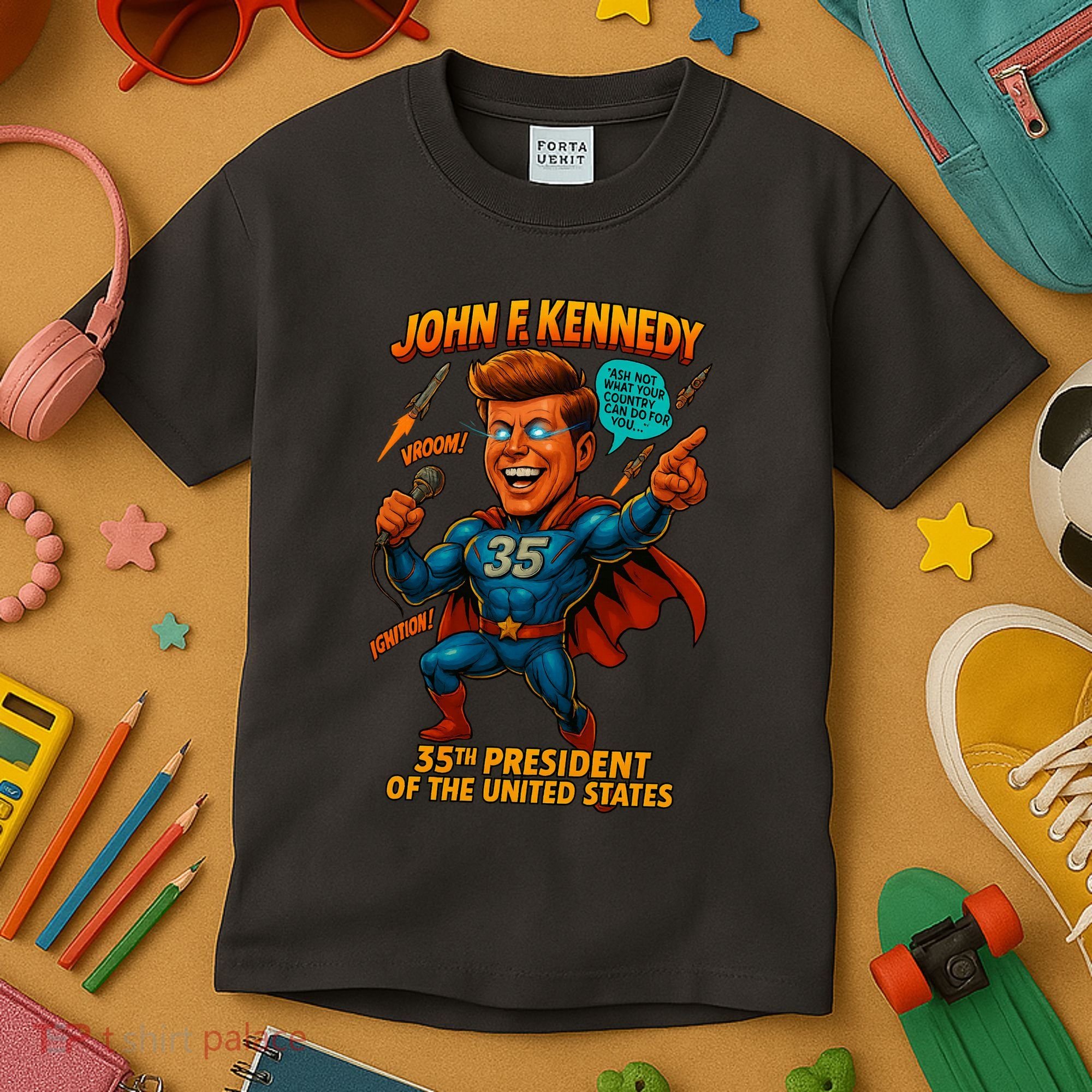 JFK The Presidential Chronicles Kids T-Shirt