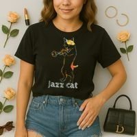 Jazz Trumpet Playing Kitty Cat Cool Jazz Cat Tee Comfort Colors Boxy T-Shirt thumb 2