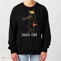 Jazz Trumpet Playing Kitty Cat Cool Jazz Cat Tee Women's Sweatshirt thumb 0