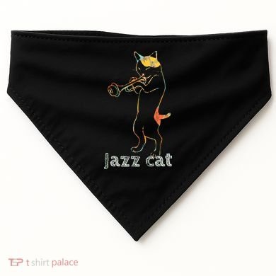 Jazz Trumpet Playing Kitty Cat Cool Jazz Cat Tee USA-Made Doggie Bandana