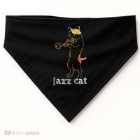 Jazz Trumpet Playing Kitty Cat Cool Jazz Cat Tee USA-Made Doggie Bandana thumb 0