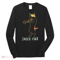 Jazz Trumpet Playing Kitty Cat Cool Jazz Cat Tee Long Sleeve Shirt thumb 0