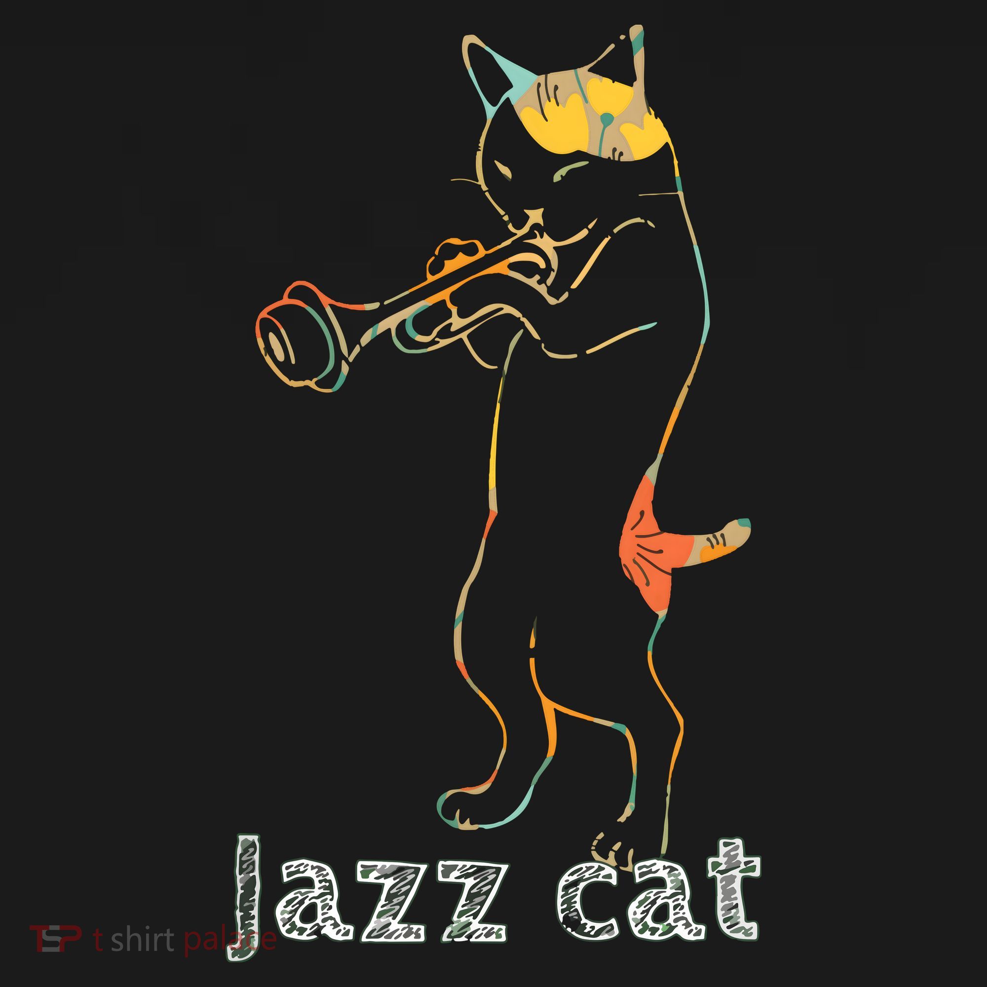 Jazz Trumpet Playing Kitty Cat Cool Jazz Cat Tee Coaster