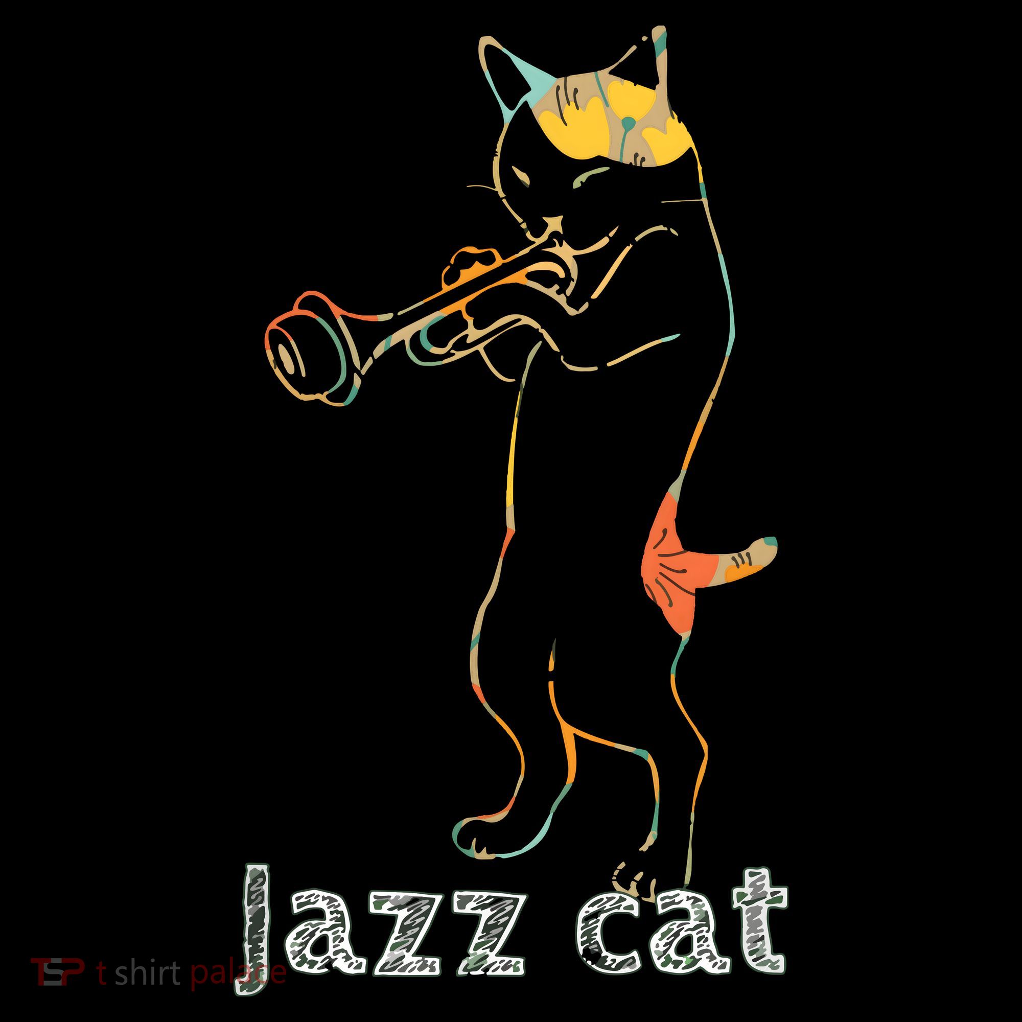 Jazz Trumpet Playing Kitty Cat Cool Jazz Cat Tee Women's Hoodie