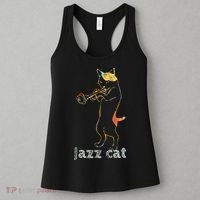 Jazz Trumpet Playing Kitty Cat Cool Jazz Cat Tee Women's Tank Top thumb 3