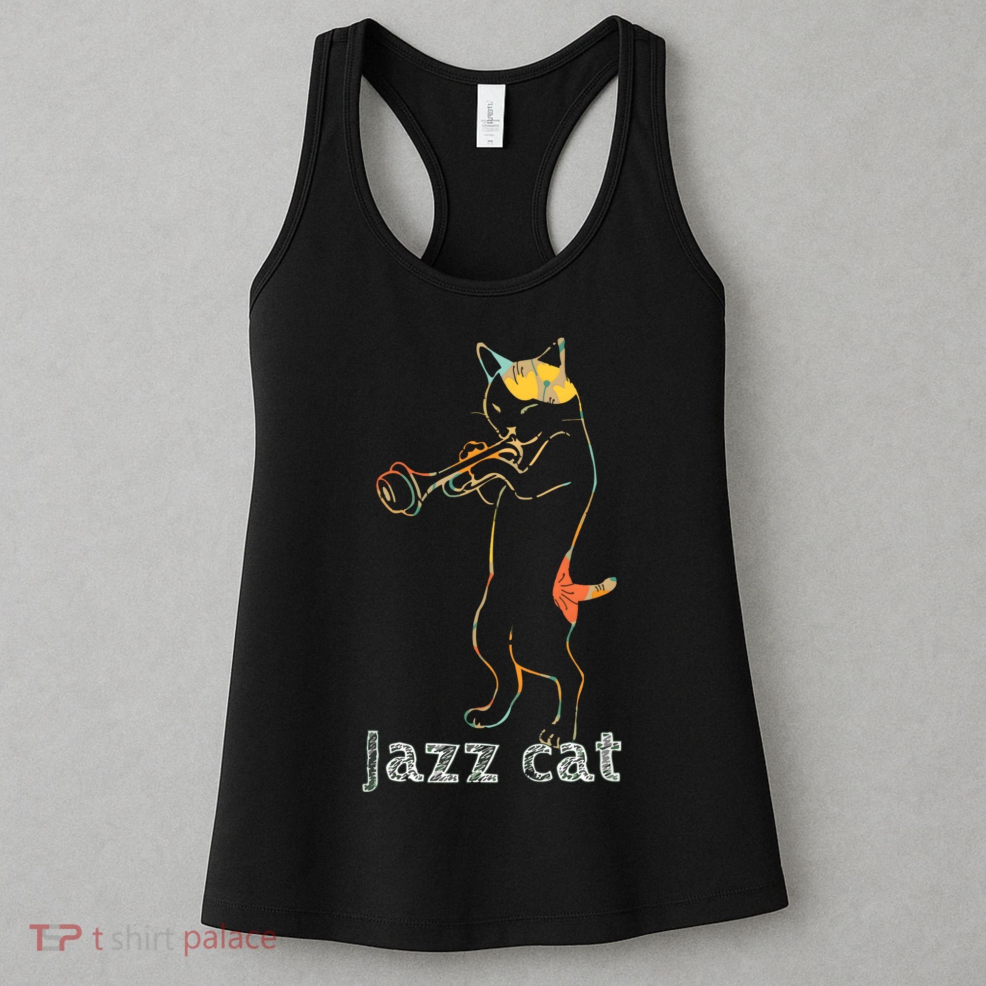 Jazz Trumpet Playing Kitty Cat Cool Jazz Cat Tee Women's Tank Top