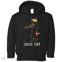 Jazz Trumpet Playing Kitty Cat Cool Jazz Cat Tee Toddler Hoodie thumb 0