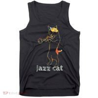 Jazz Trumpet Playing Kitty Cat Cool Jazz Cat Tee Tank Top thumb 0