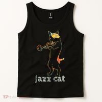 Jazz Trumpet Playing Kitty Cat Cool Jazz Cat Tee Tank Top thumb 2