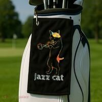 Jazz Trumpet Playing Kitty Cat Cool Jazz Cat Tee Golf Towel thumb 2