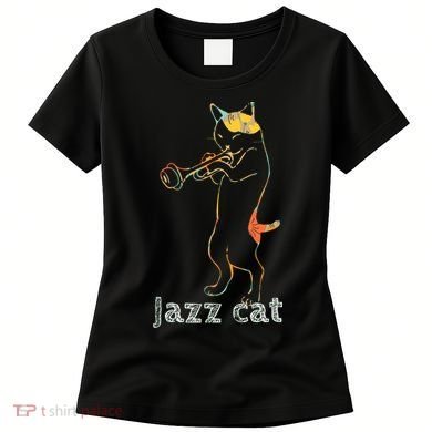 Jazz Trumpet Playing Kitty Cat Cool Jazz Cat Tee Women's T-Shirt