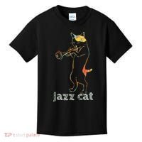 Jazz Trumpet Playing Kitty Cat Cool Jazz Cat Tee Kids T-Shirt thumb 0