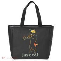 Jazz Trumpet Playing Kitty Cat Cool Jazz Cat Tee Tote Bag thumb 0