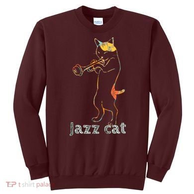 Jazz Trumpet Playing Kitty Cat Cool Jazz Cat Tee Sweatshirt