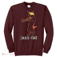 Jazz Trumpet Playing Kitty Cat Cool Jazz Cat Tee Sweatshirt thumb 0