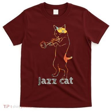 Jazz Trumpet Playing Kitty Cat Cool Jazz Cat Tee T-Shirt