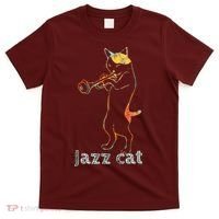 Jazz Trumpet Playing Kitty Cat Cool Jazz Cat Tee T-Shirt thumb 0