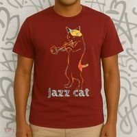 Jazz Trumpet Playing Kitty Cat Cool Jazz Cat Tee T-Shirt thumb 3