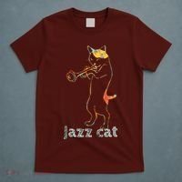 Jazz Trumpet Playing Kitty Cat Cool Jazz Cat Tee T-Shirt thumb 5